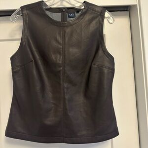GAP Dark Brown Leather Sleeveless Top